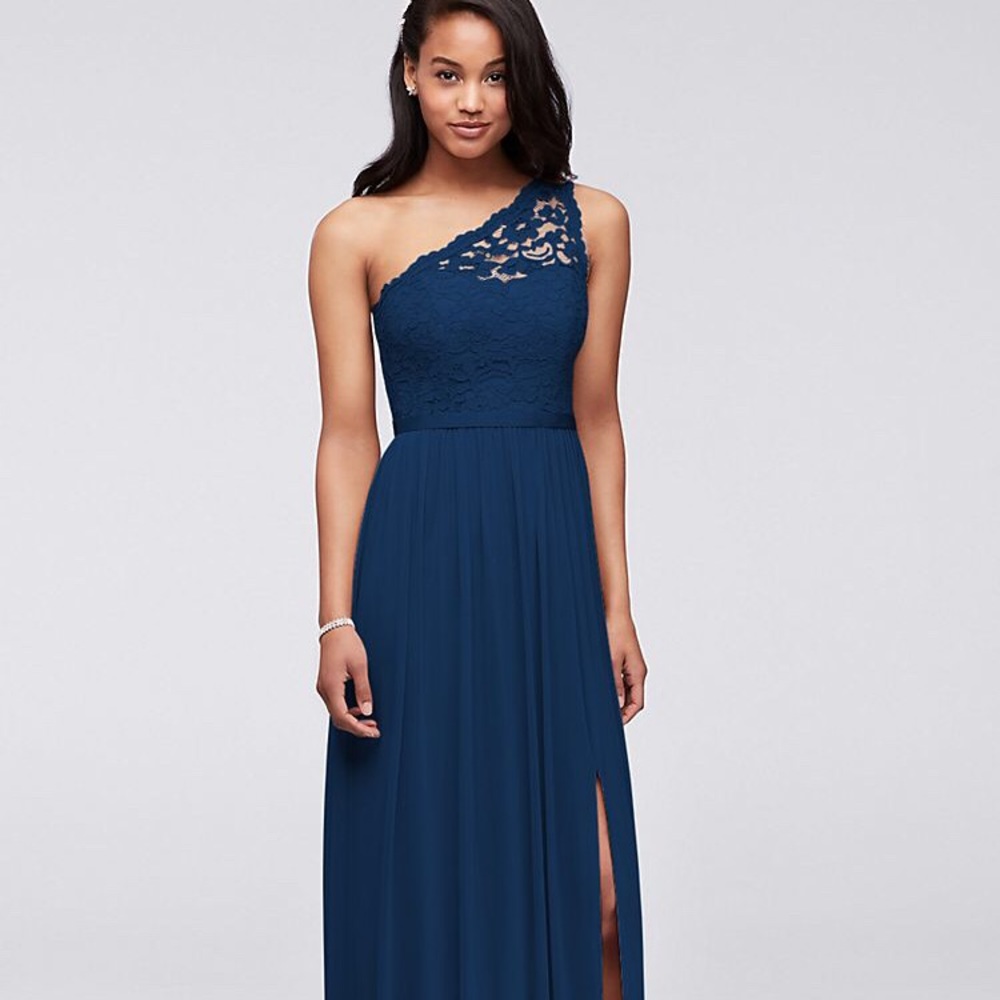 David’s Bridal LONG ONE SHOULDER LACE 
F17063